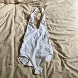 Pre-Gildan OG American Apparel White Halter Bodysuit